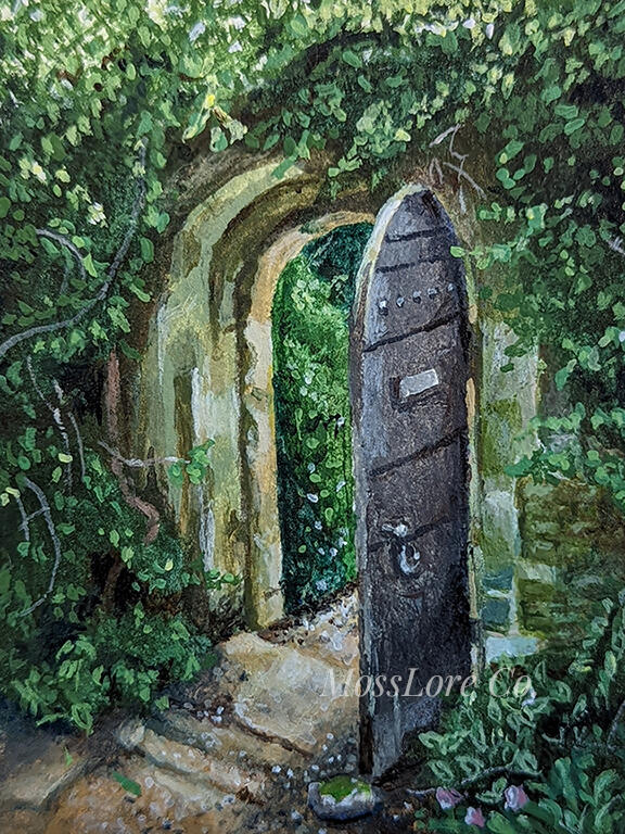 Garden Secrets: 3" x 4" Acrylic on watercolor paper